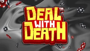 Tampilan visual slot Deal With Death dengan tema croupier metalik dan kartu remi.