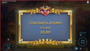 Tampilan visual slot 3 Pigs of Olympus 2 Rise of the DemiHog dengan tema mitologi Yunani dan babi