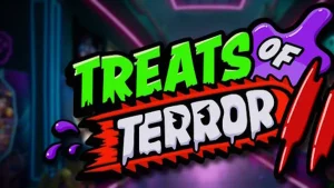 Visual bertema horor lucu dari slot Treats of Terror II dengan karakter makanan yang hidup.